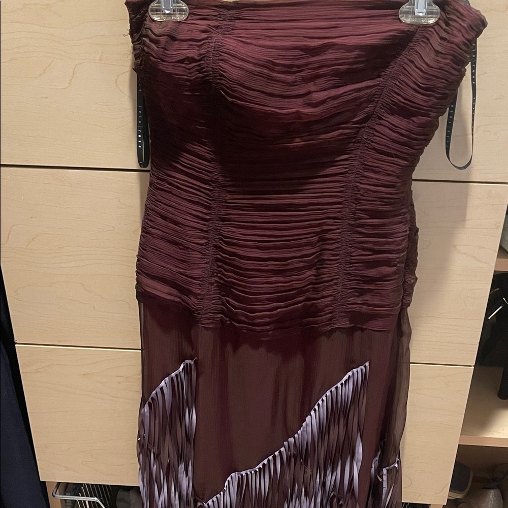 L.L. Bean Strapless Burgundy Dress